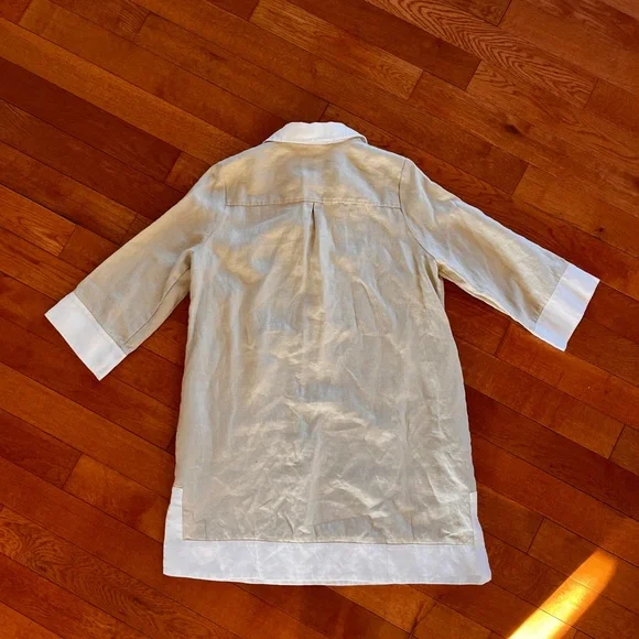 Tuckernuck 100% Linen mini collared dress in Natural Beige - Picture 6 of 10